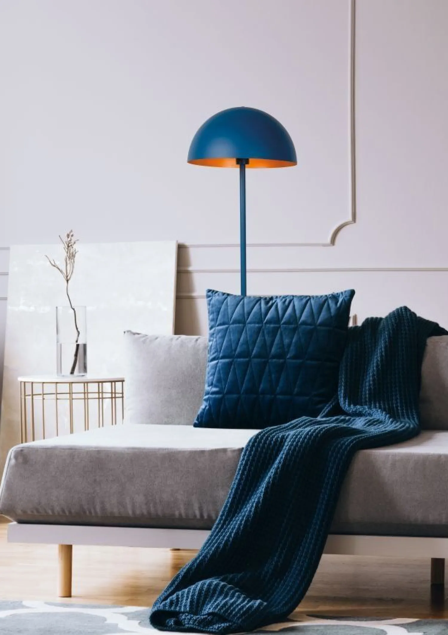 Vloerlampen|Vloerlampen-Lucide Siemon Vloerlamp Blauw, Goud