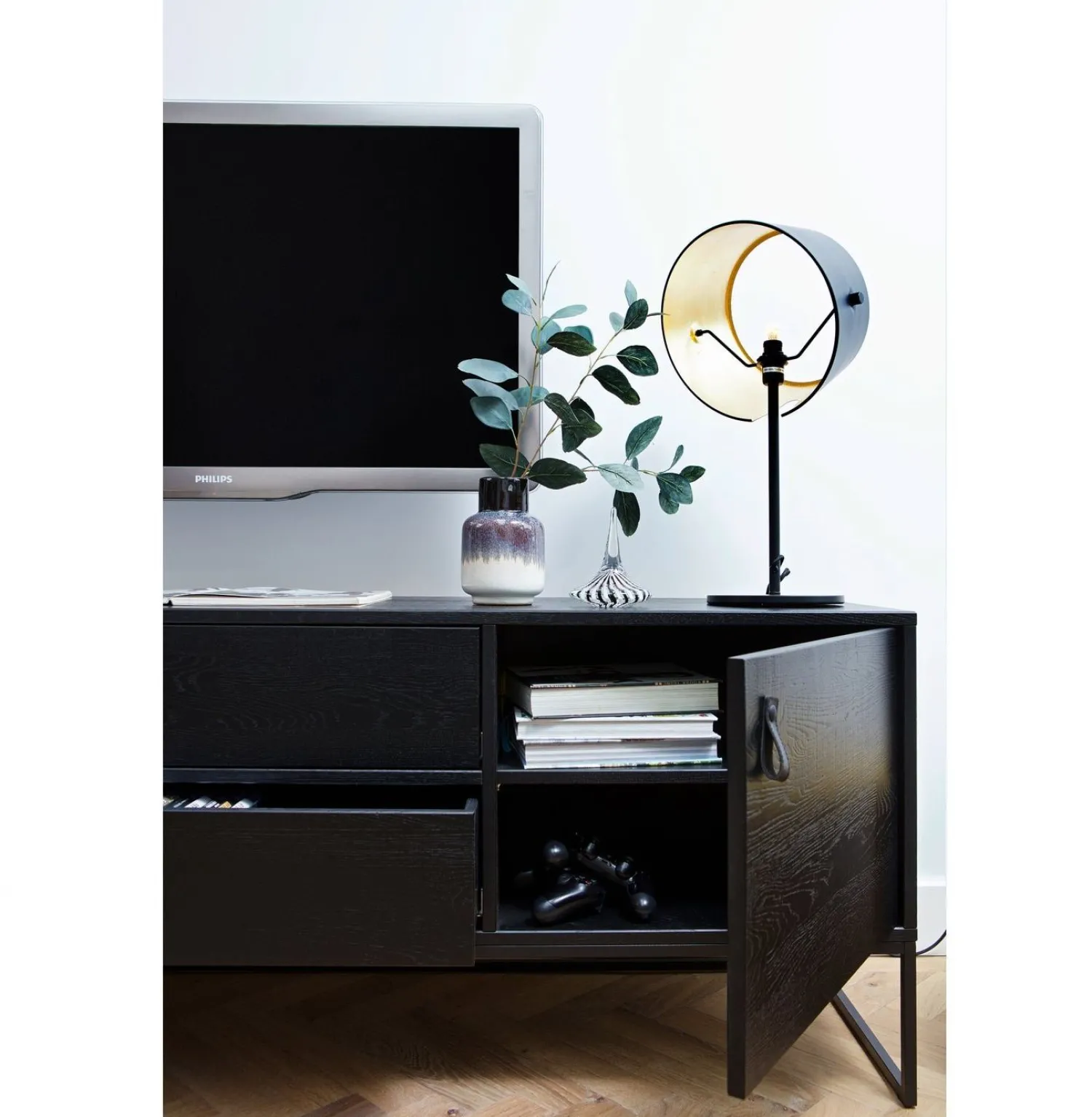 Tv-Meubels-WOOOD Silas Breed Tv-meubel Black Night