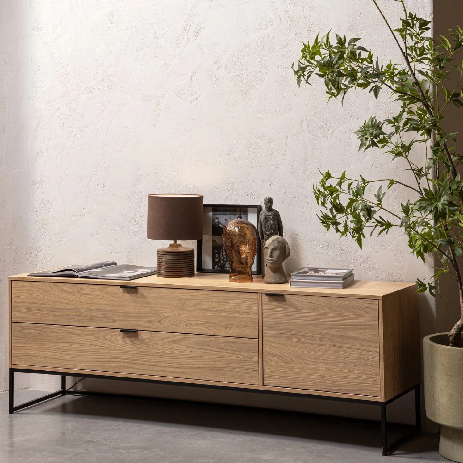 Tv-Meubels-WOOOD Silas Breed Tv-meubel Oak