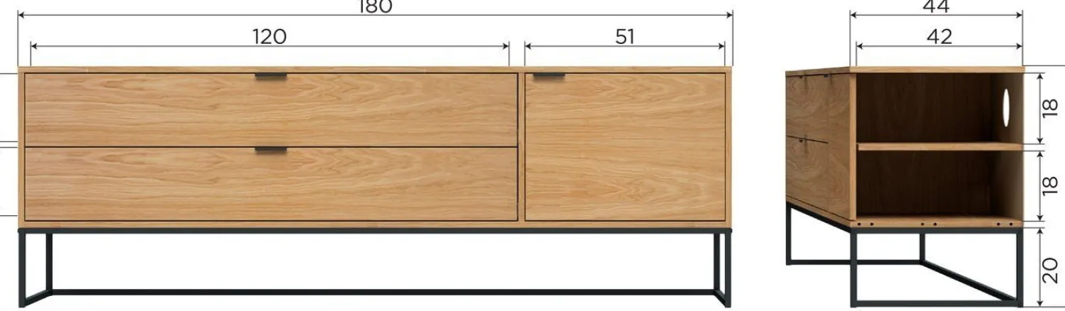 Tv-Meubels-WOOOD Silas Breed Tv-meubel Oak