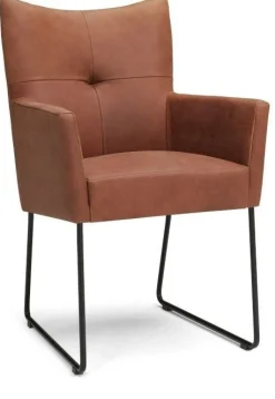 Eetkamerstoelen Met Wieltjes|Eetkamerstoelen Met Armleuning-Eijerkamp Collectie Silke Armstoel Cognac