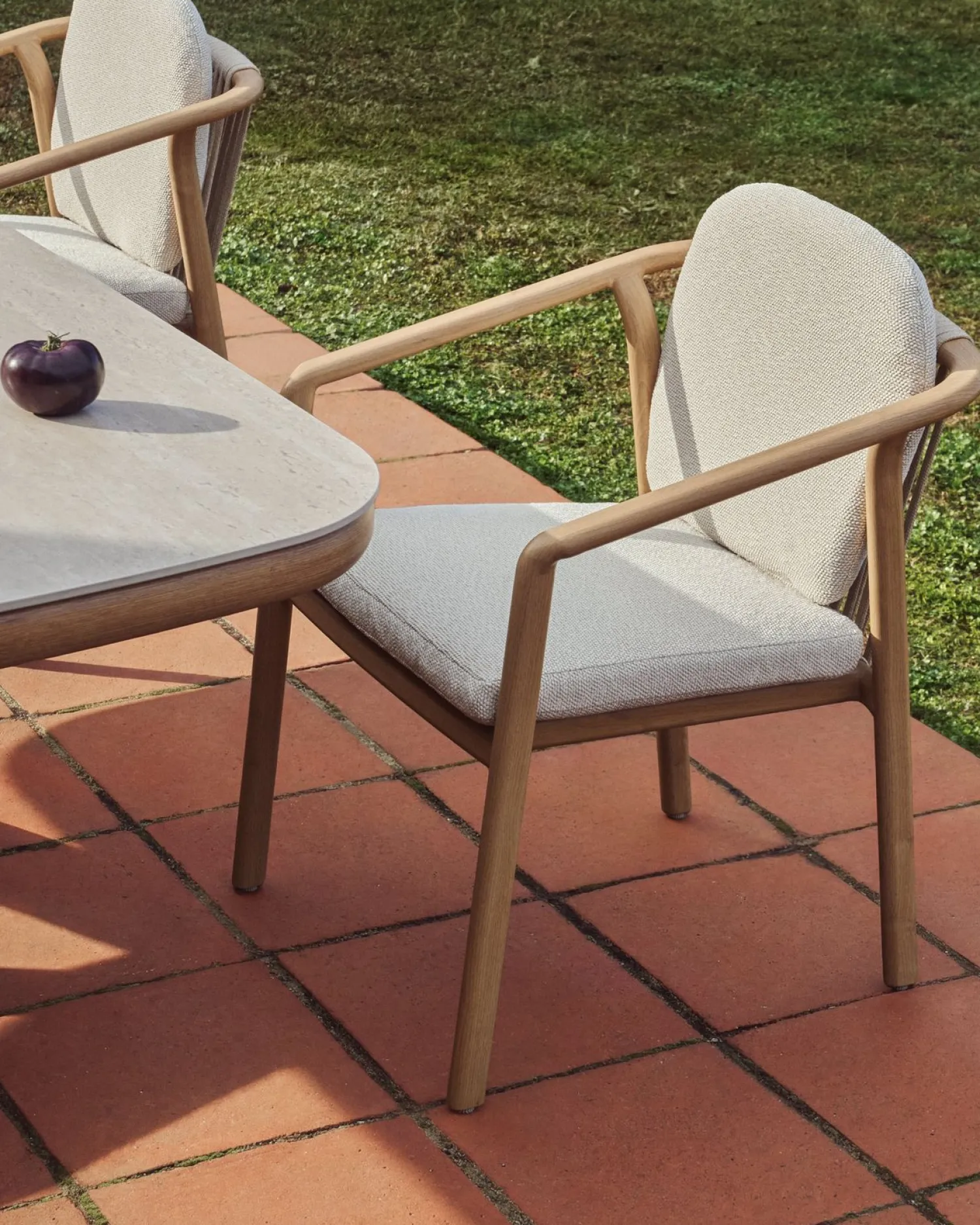 Tuinstoelen-Kave Home Sirte Tuinstoel Ecru, Naturel
