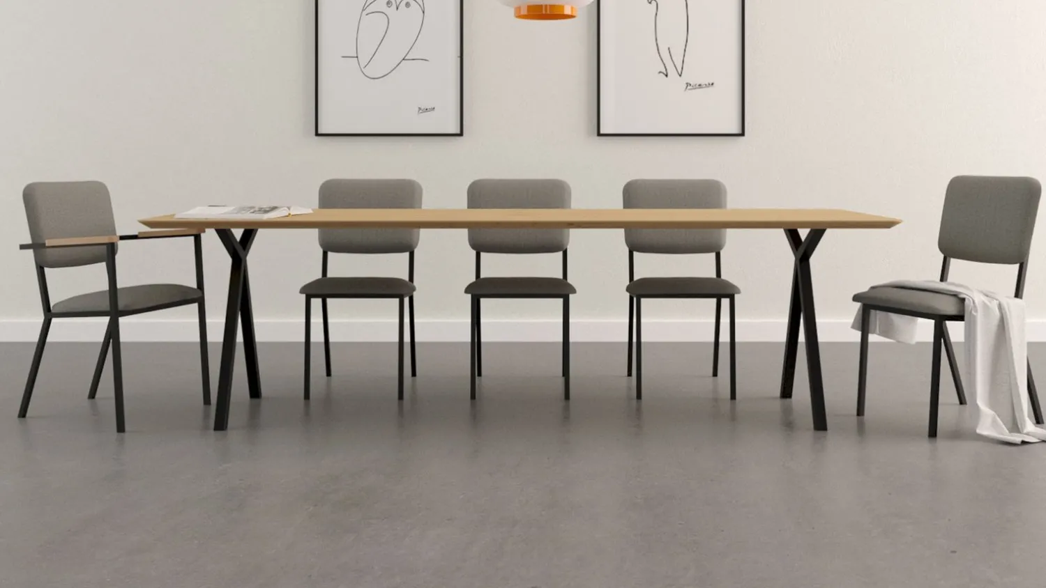 Houten Eettafels|Rechthoekige Eettafels-Studio HENK Slim X-type Eettafel Naturel