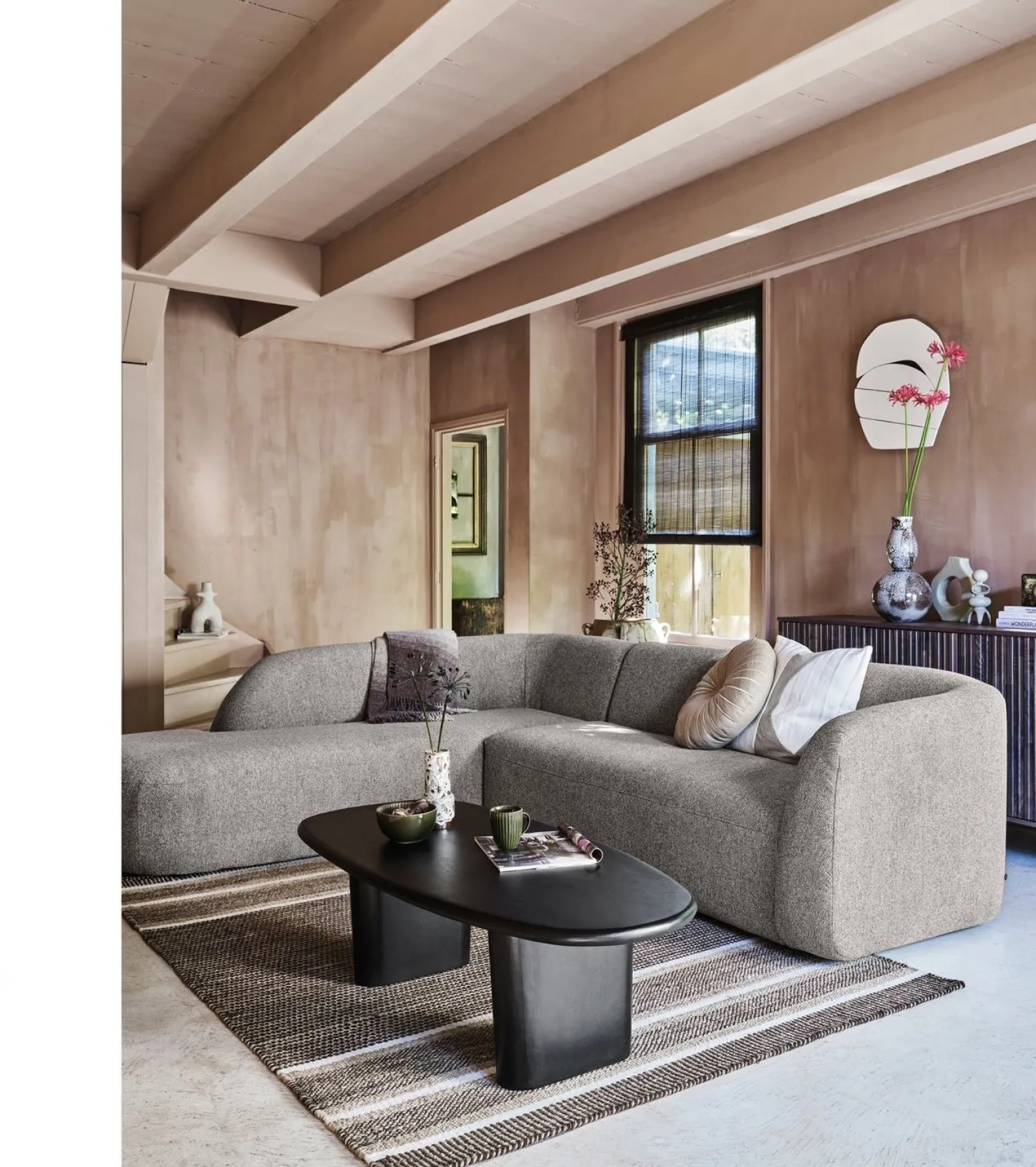 Hoekbanken-WOOOD Sloping Hoekbank Grey Melange