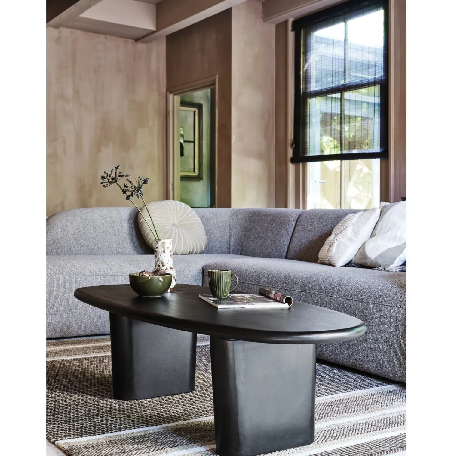 Hoekbanken-WOOOD Sloping Hoekbank Light Brown Melange