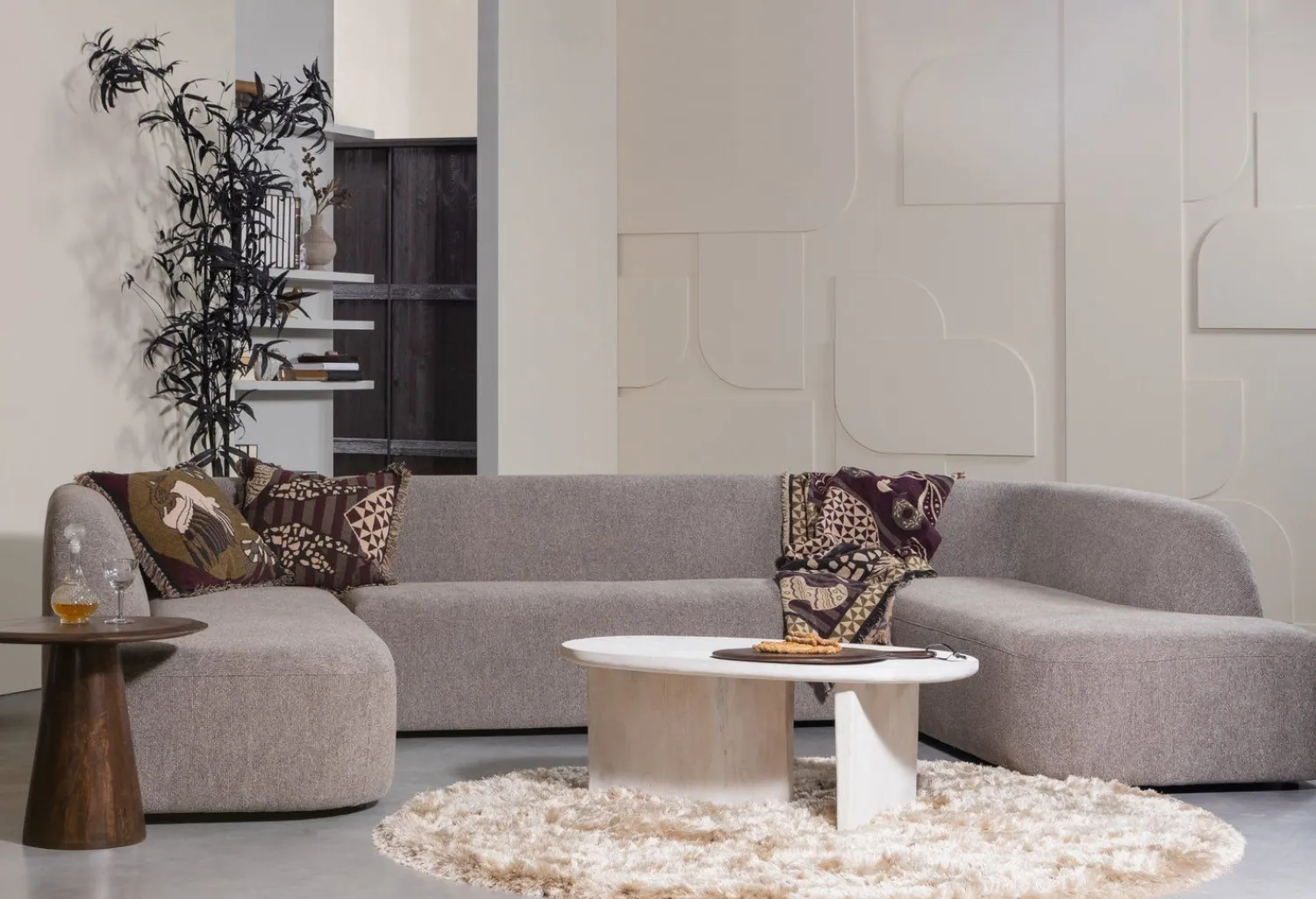 U-Banken-WOOOD Sloping U-bank Grey Melange
