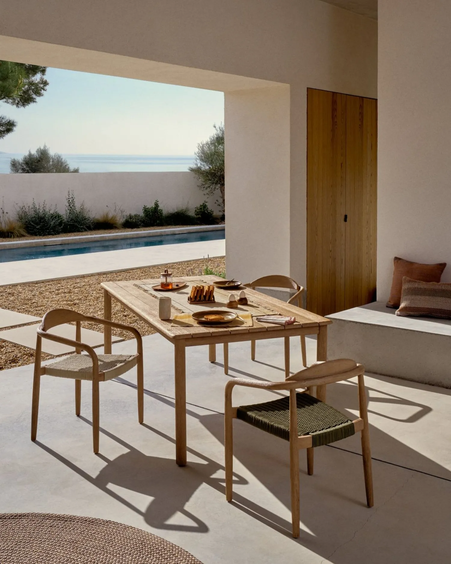 Tuintafels|Houten Eettafels-Kave Home Sori Outdoor Eettafel Naturel