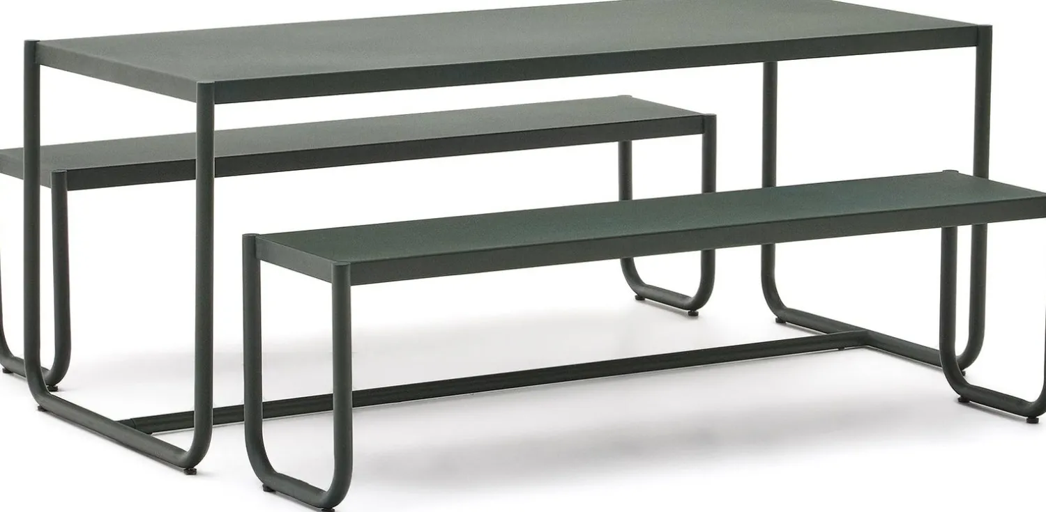 Tuintafels-Kave Home Sotil Outdoor Tuintafel + Bankje Groen