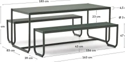 Tuintafels-Kave Home Sotil Outdoor Tuintafel + Bankje Groen