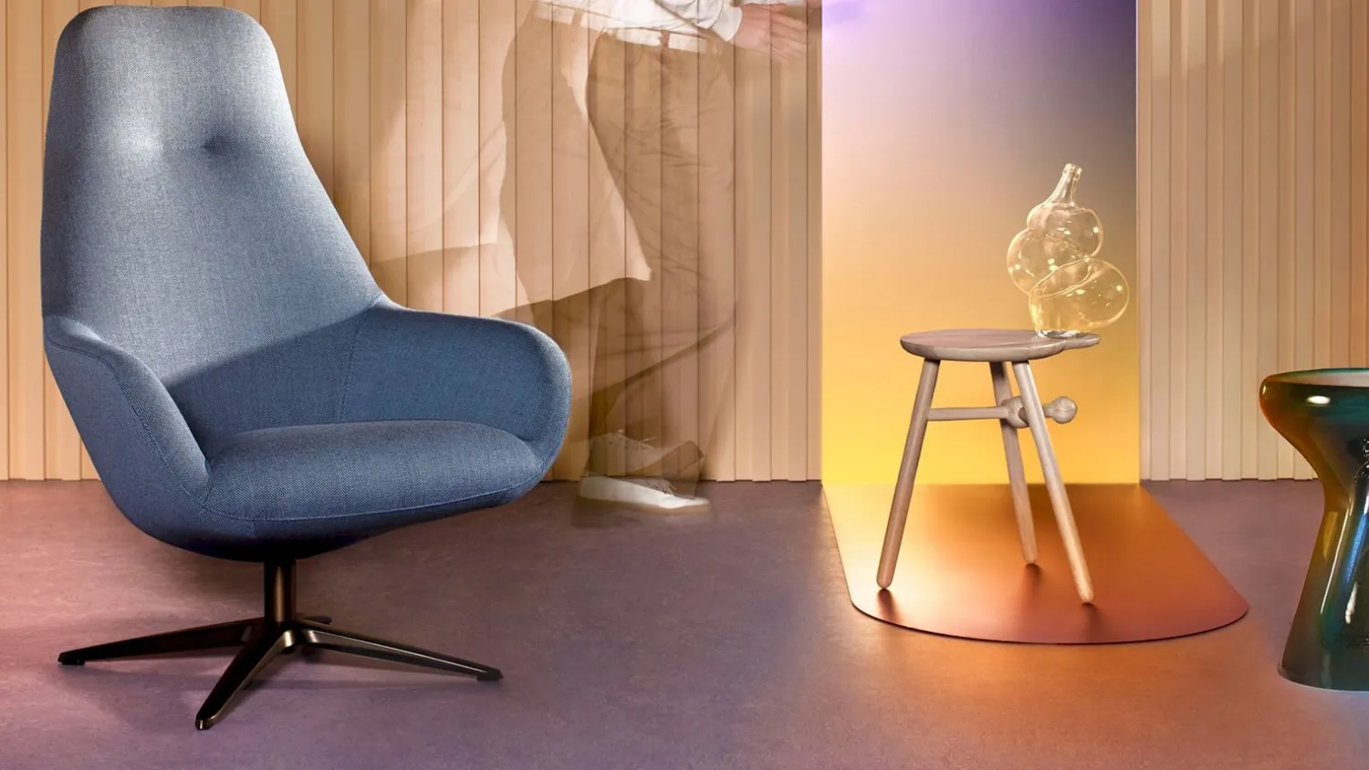 Design Fauteuils|Draaifauteuils-Pode Spot One Fauteuil Blue
