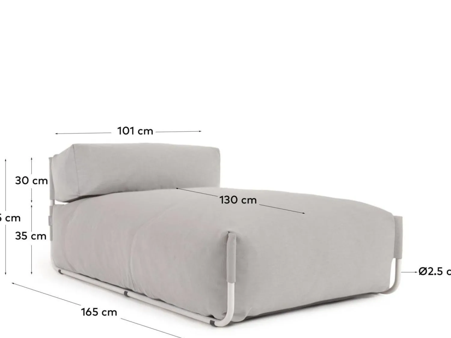 Tuinstoelen-Kave Home Square Outdoor Chaise Longue Grijs
