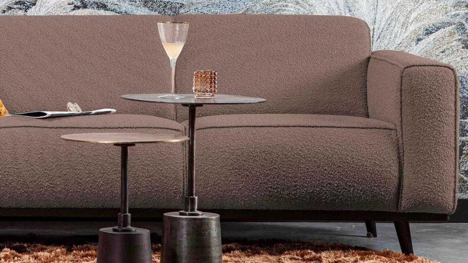 Hoekbanken-WOOOD Statement Bouclé Links Hoekbank Nougat