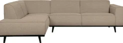 Hoekbanken-WOOOD Statement Bouclé Links Hoekbank Beige