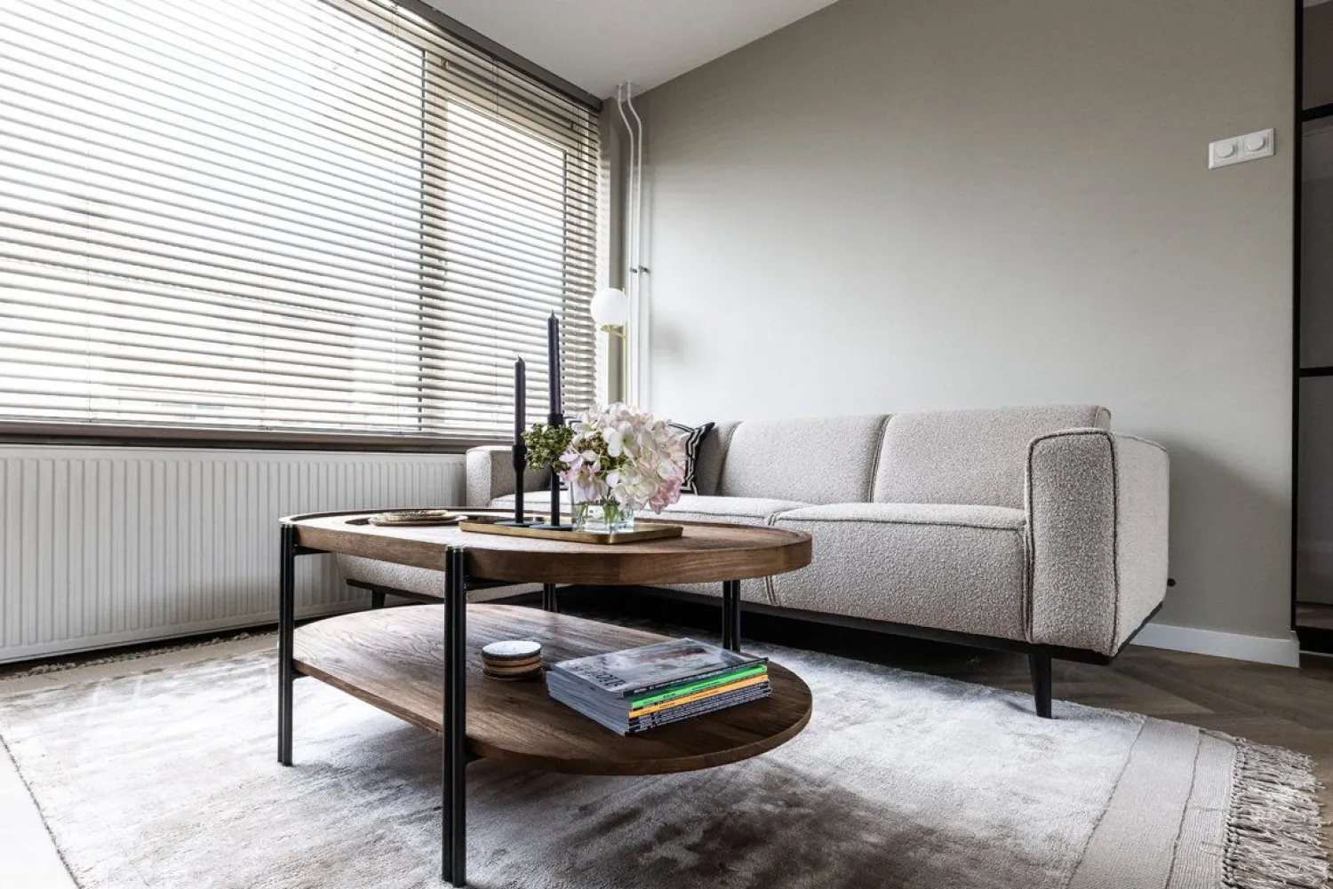 Zitbanken-WOOOD Statement Bouclé 3-Zitsbank Beige