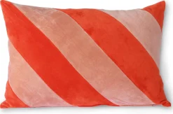 Sierkussens & Plaids-HKLIVING Striped Velvet Koraal Sierkussen Rood, Roze