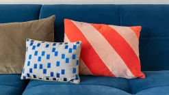 Sierkussens & Plaids-HKLIVING Striped Velvet Koraal Sierkussen Rood, Roze