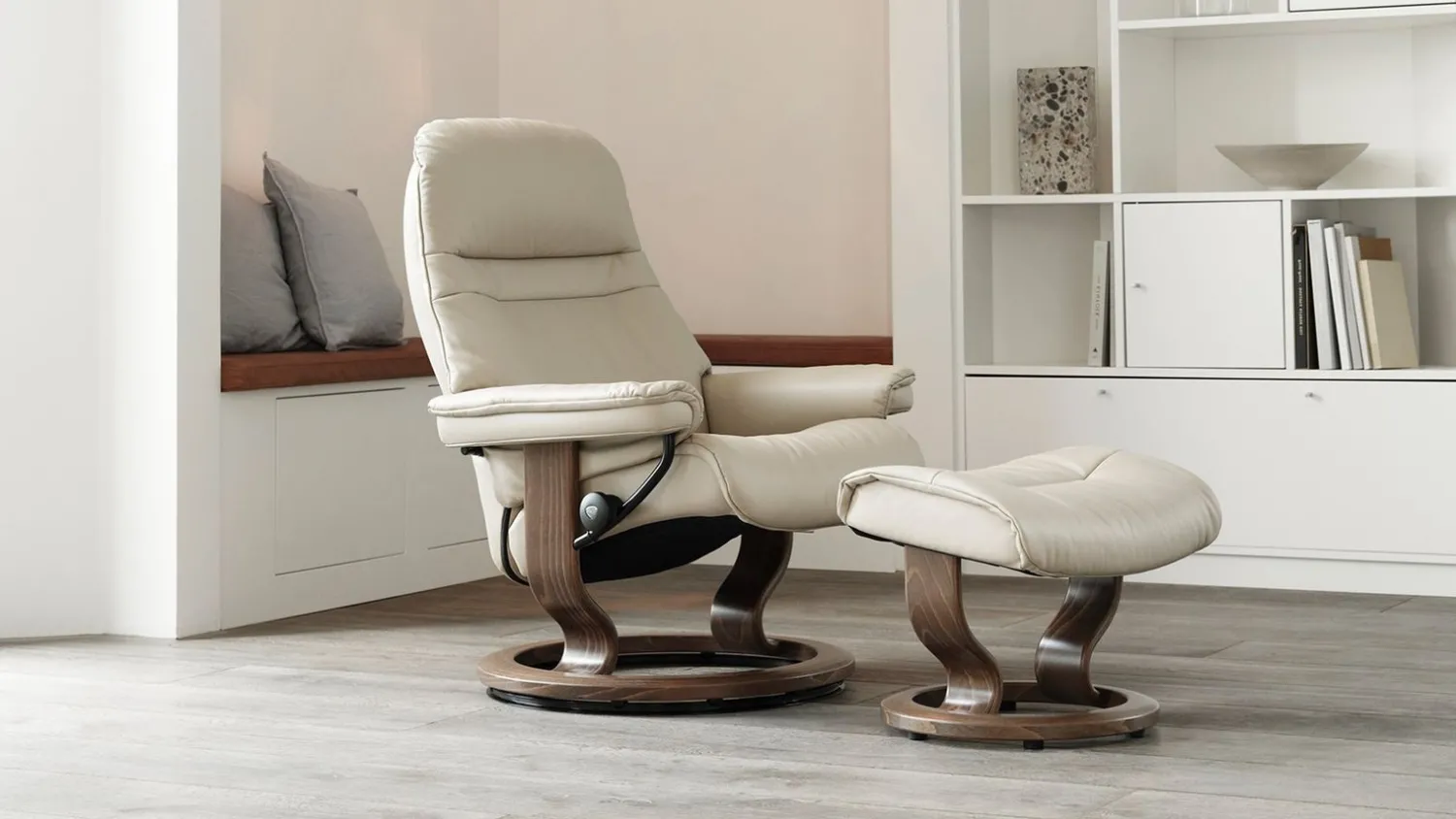 Leren Fauteuils|Relaxfauteuils-Stressless Sunrise Relaxfauteuil Zwart