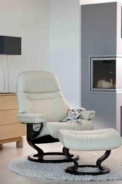 Leren Fauteuils|Relaxfauteuils-Stressless Sunrise Relaxfauteuil Zwart