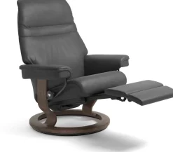 Leren Fauteuils|Design Fauteuils-Stressless Sunrise Relaxfauteuil Grijs