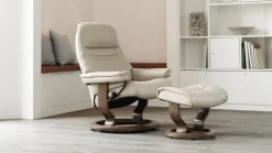 Leren Fauteuils|Design Fauteuils-Stressless Sunrise Relaxfauteuil Grijs
