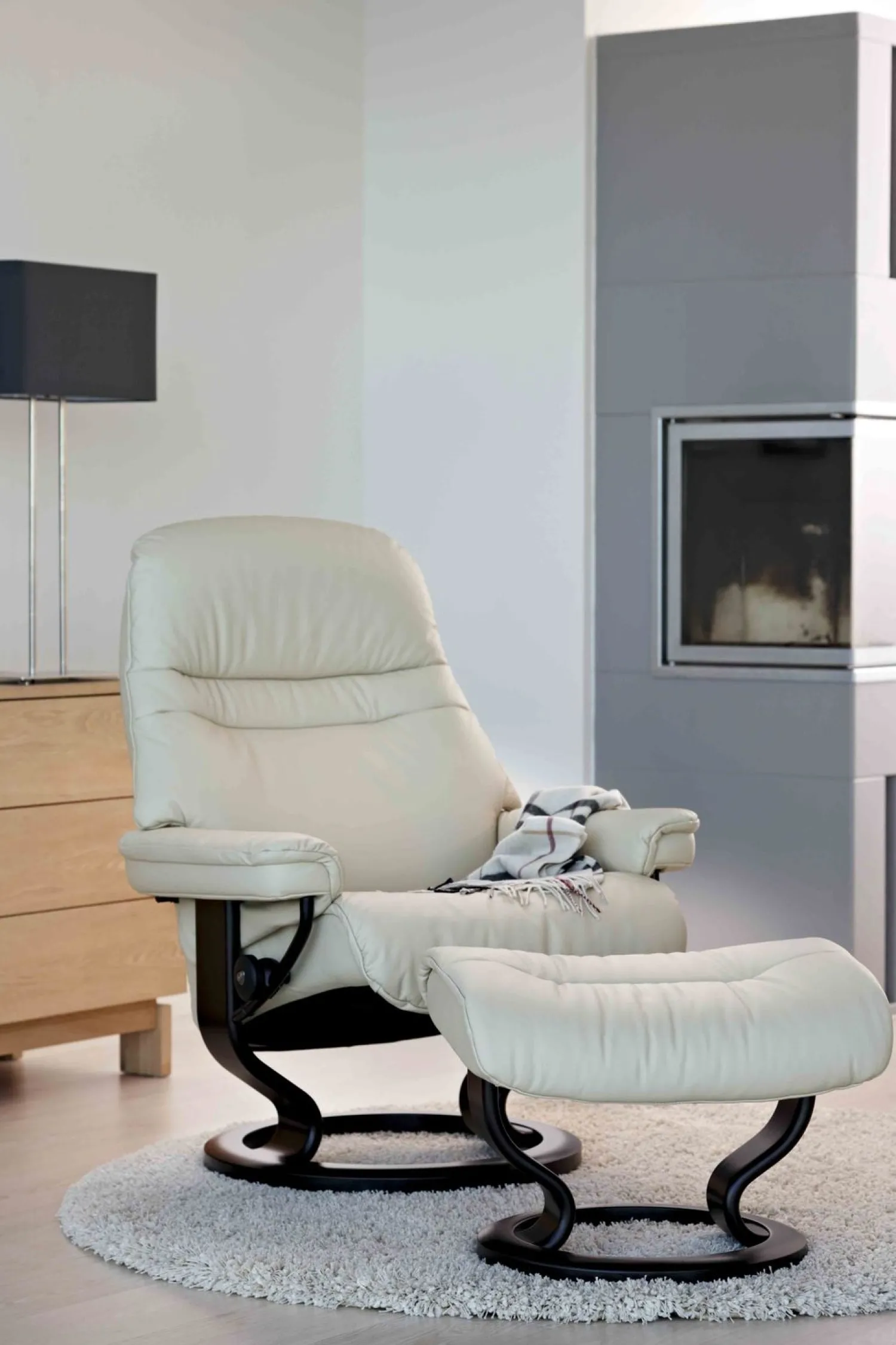 Leren Fauteuils|Design Fauteuils-Stressless Sunrise Relaxfauteuil Grijs