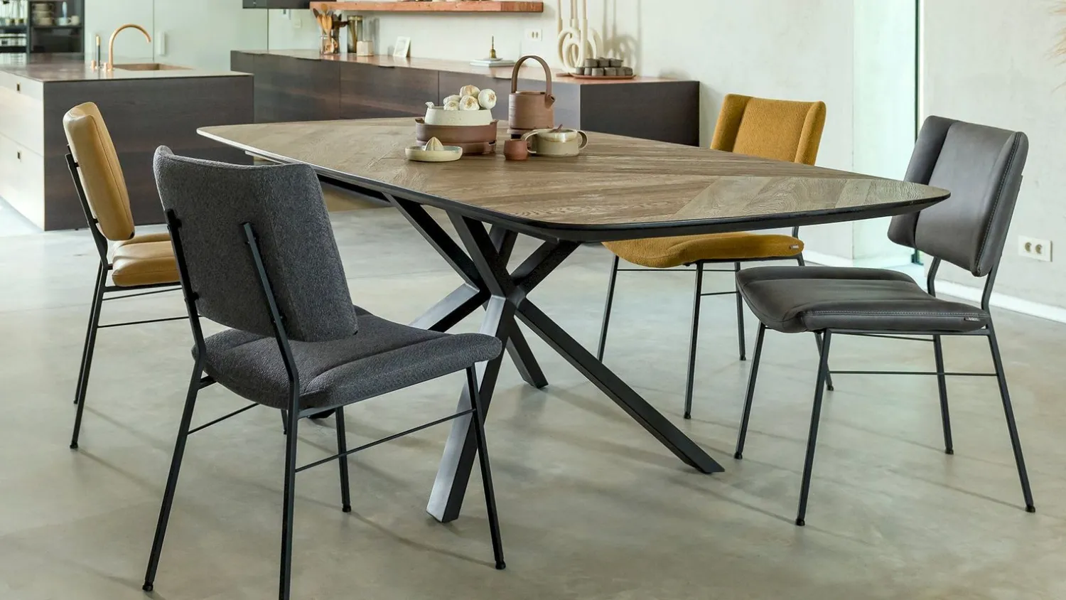 Eetkamerstoelen Zonder Armleuning-XOOON Tatum Ponti Eetkamerstoel Skyblue
