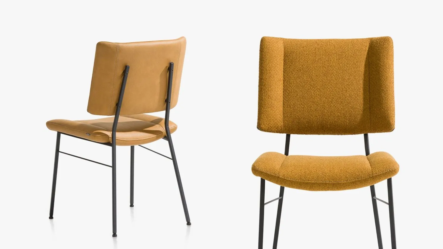 Eetkamerstoelen Zonder Armleuning-XOOON Tatum Ponti Eetkamerstoel Oker Geel