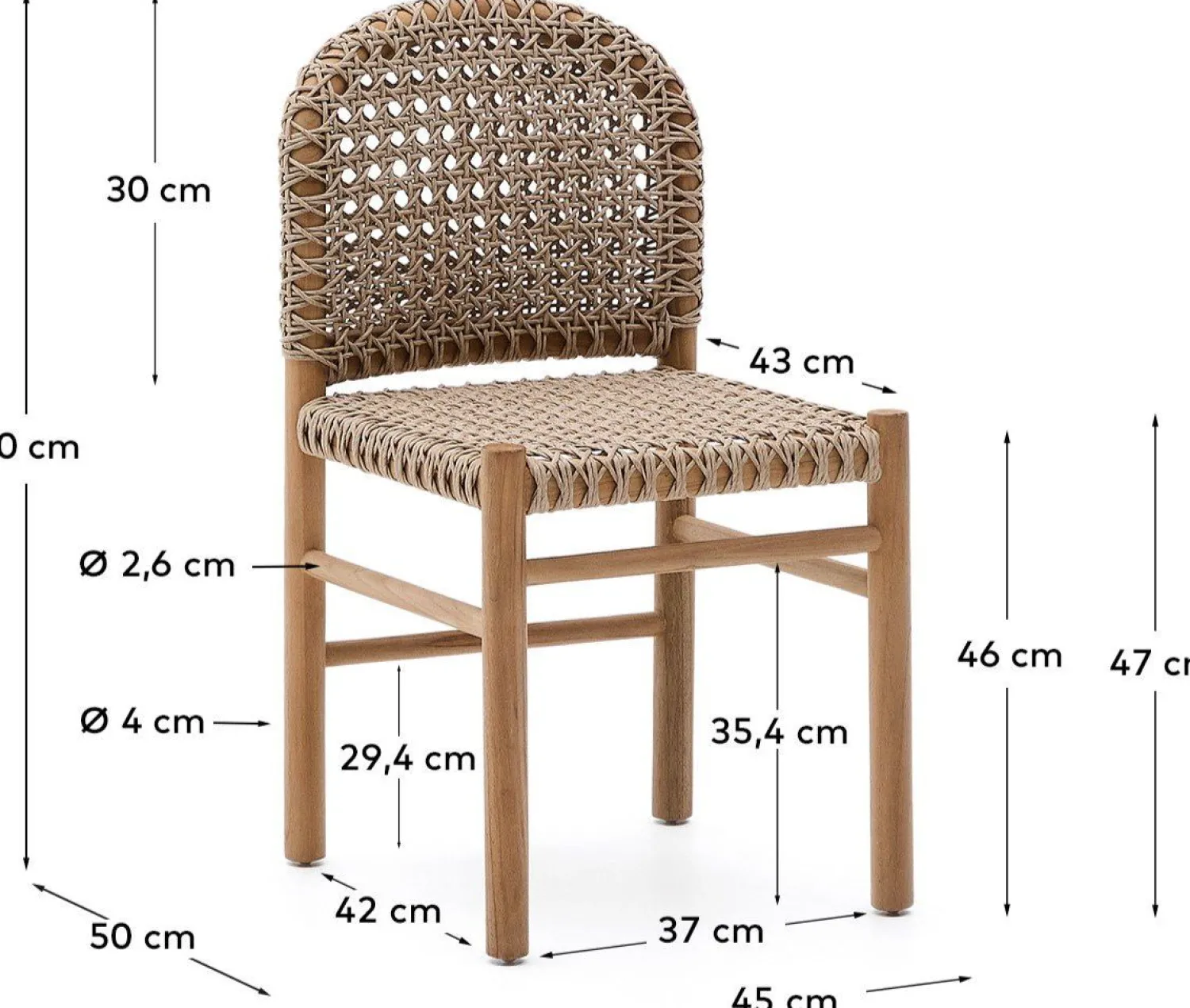 Tuinstoelen-Kave Home Tavira Tuinstoel Naturel