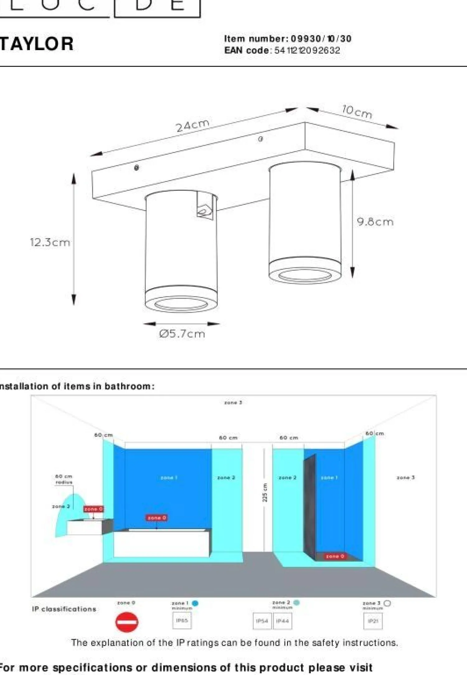 Industriële Plafondlampen|Plafondlampen-Lucide Taylor Plafondlamp Zwart
