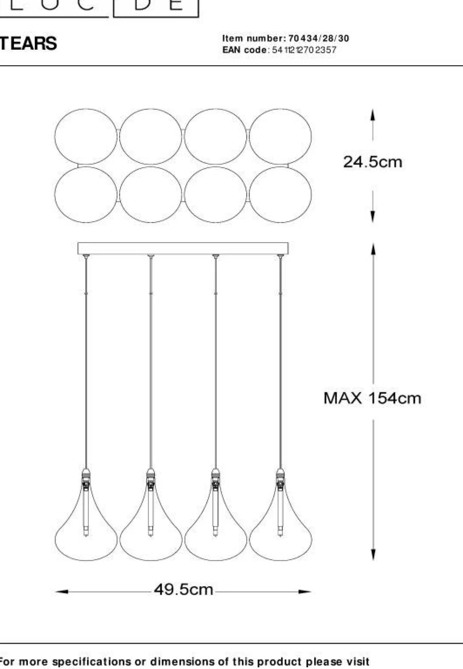 Glazen Hanglampen|Glazen Hanglampen-Lucide Tears Hanglamp Zwart