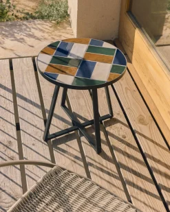 Ronde Bijzettafels-Kave Home Tella Bijzettafel Grafiet, Multi