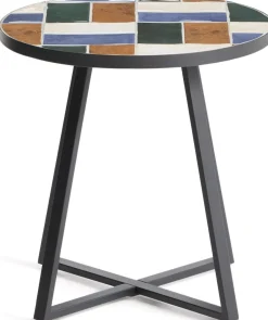 Ronde Bijzettafels-Kave Home Tella Bijzettafel Grafiet, Multi