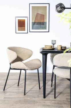 Eetkamerstoelen Met Armleuning-Eleonora Tess Eetkamerstoel Zand
