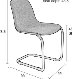 Eetkamerstoelen Zonder Armleuning-Zuiver Thirsty (set van 2) Eetkamerstoel Soft Pink
