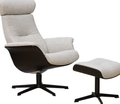 Draaifauteuils|Relaxfauteuils-Eijerkamp Collectie Time-Out Beige Relaxfauteuil + Hocker Beige, Black