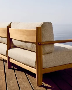 Tuinbanken|Zitbanken-Kave Home Tirant Outdoor 3-Zitsbank Naturel, Beige