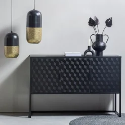 Glazen Hanglampen|Glazen Hanglampen-WOOOD Tirsa Hanglamp Black, Brass