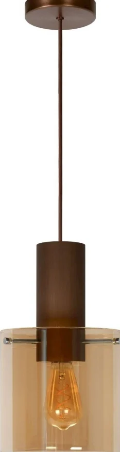 Glazen Hanglampen|Glazen Hanglampen-Lucide Toledo Hanglamp Koper
