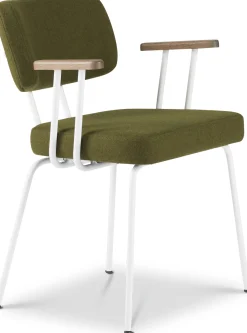 Eetkamerstoelen Met Armleuning-Eijerkamp Collectie Tom Onderstel Wit Armstoel Green, Tabacco