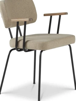 Eetkamerstoelen Met Armleuning-Eijerkamp Collectie Tom Onderstel Zwart Armstoel Stone, Tabacco