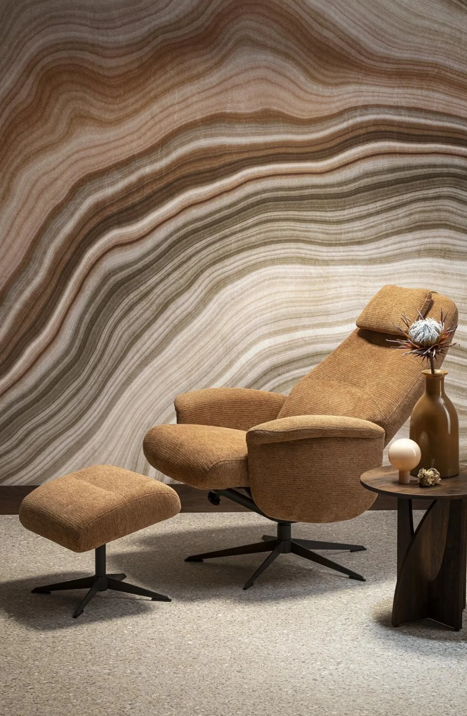 Draaifauteuils|Relaxfauteuils-XOOON Tonale Relaxfauteuil Koper