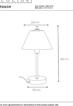 Moderne Tafellampen|Tafellampen-Lucide Touch Tafellamp Chroom, Wit