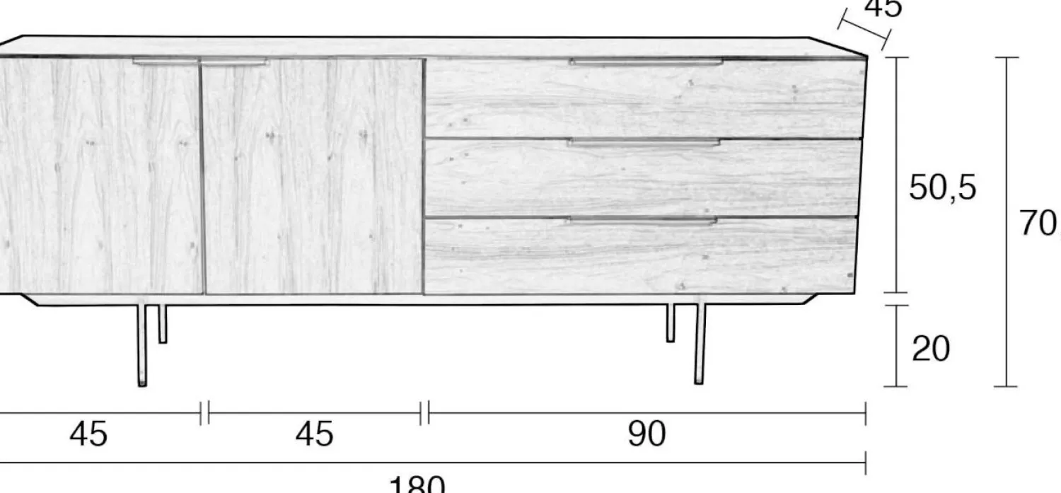 Dressoirs-Zuiver Travis Dressoir Walnut