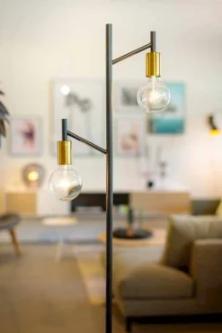Industriële Vloerlampen|Vloerlampen-Eijerkamp Collectie Tree Vloerlamp Zwart, Koper