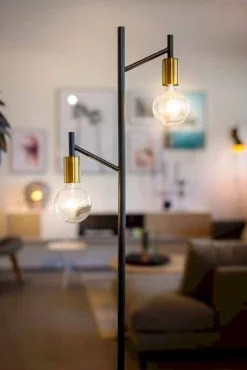 Industriële Vloerlampen|Vloerlampen-Eijerkamp Collectie Tree Vloerlamp Zwart, Koper