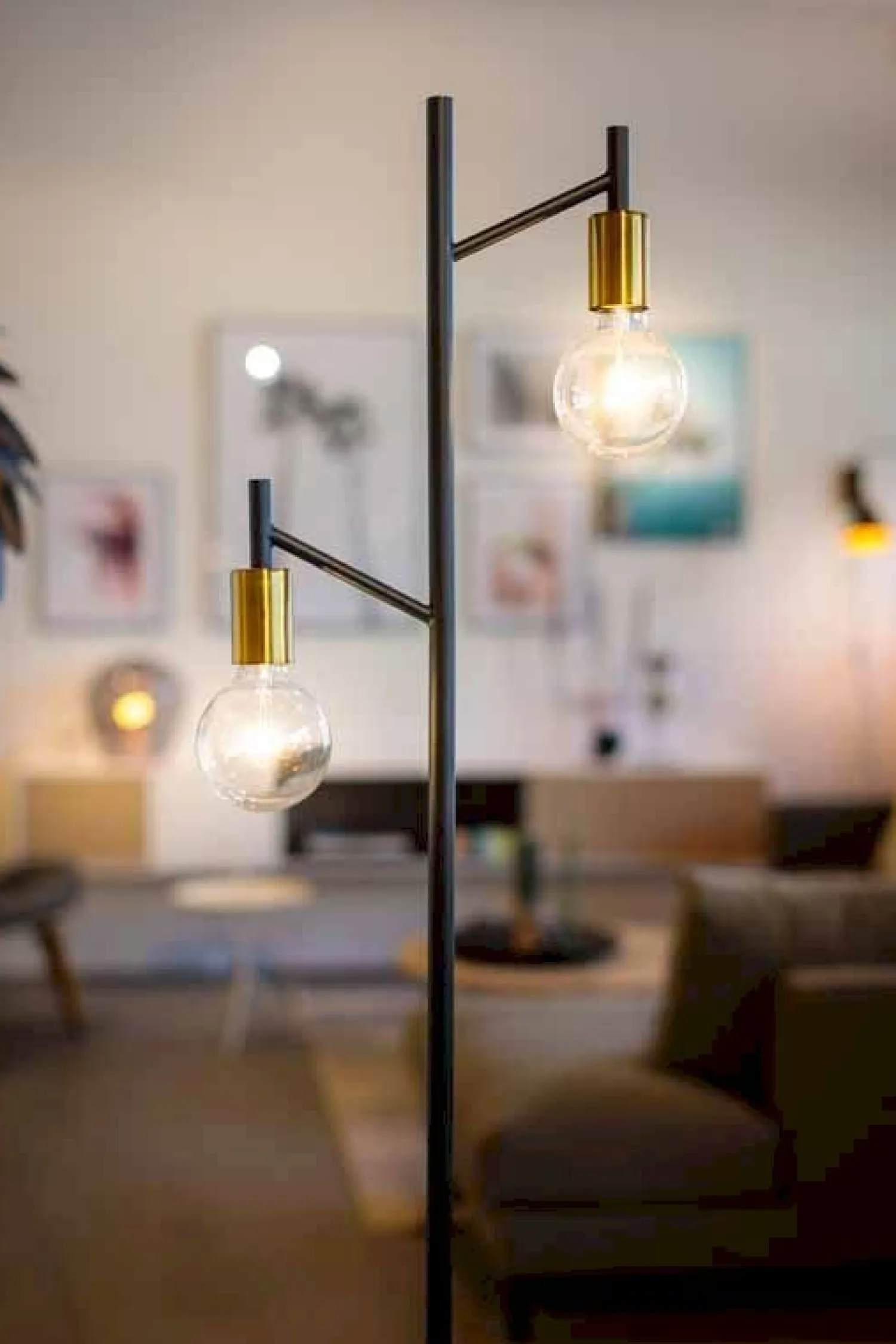Industriële Vloerlampen|Vloerlampen-Eijerkamp Collectie Tree Vloerlamp Zwart, Koper