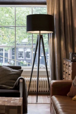 Moderne Vloerlampen|Vloerlampen-Zuiver Tripod Vloerlamp Black