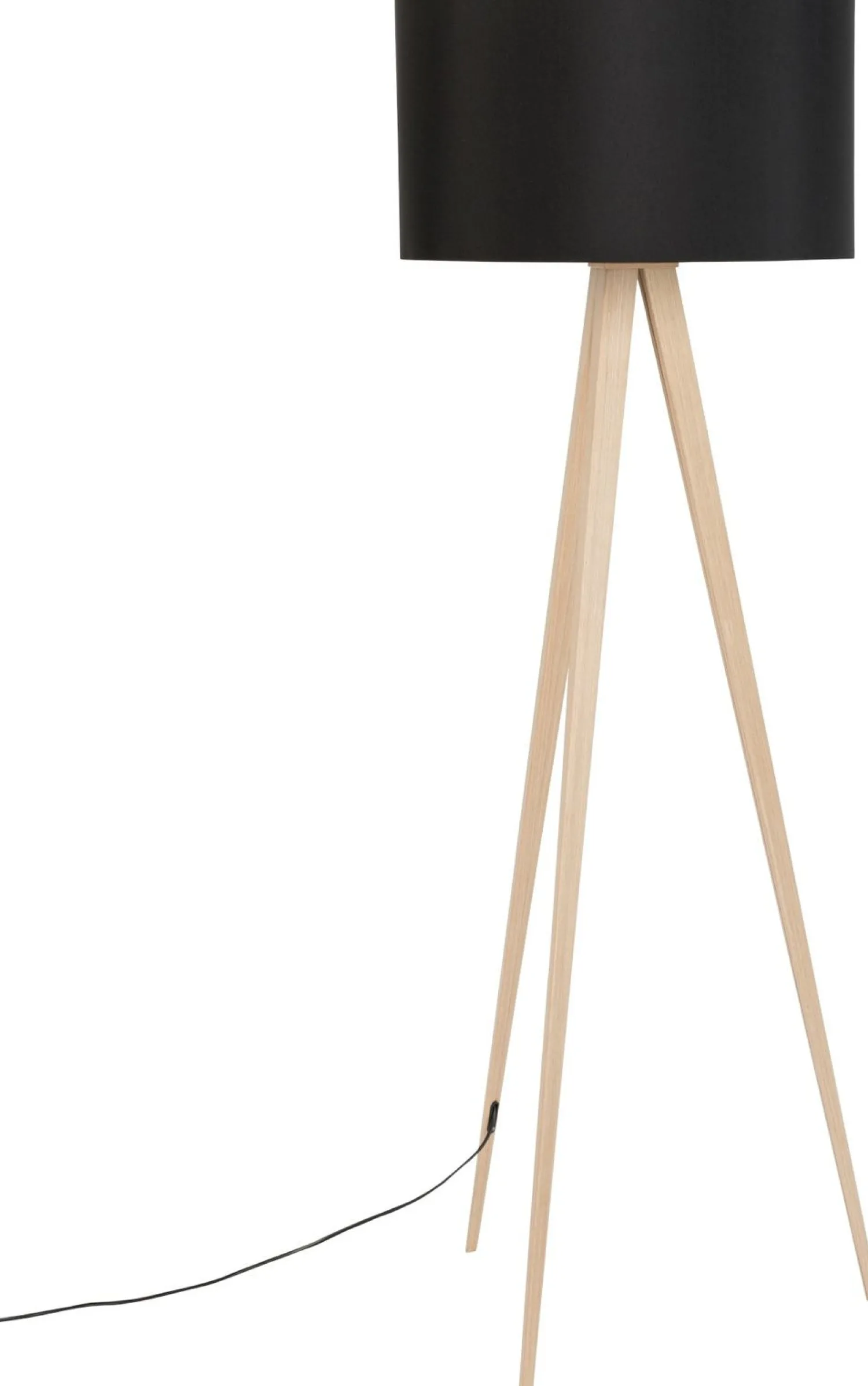 Houten Vloerlampen|Vloerlampen-Zuiver Tripod Wood Vloerlamp Black