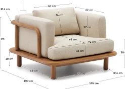Tuinstoelen-Kave Home Turqueta Outdoor Fauteuil Bruin, Beige
