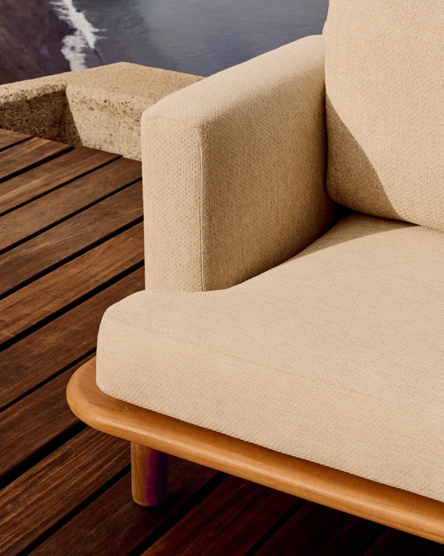 Tuinbanken|Zitbanken-Kave Home Turqueta Outdoor 3-Zitsbank Bruin, Beige